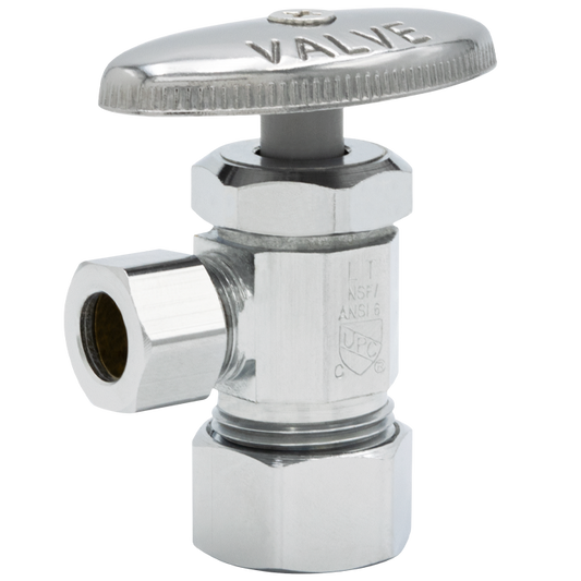 Legend Valves 114-124NL 5/8" x 1/2" No Lead Chrome-Plated Forged Brass Multi-Turn OD x OD Angle Stop Valve