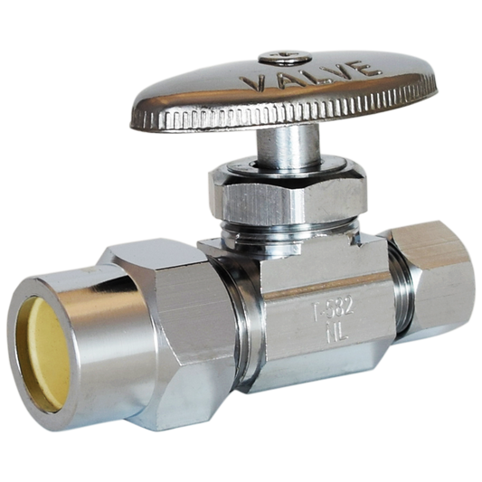 Legend Valves 114-207NL 1/2" x 3/8" No Lead Chrome-Plated Forged Brass Multi-Turn CPVC x OD Straight Stop Valve