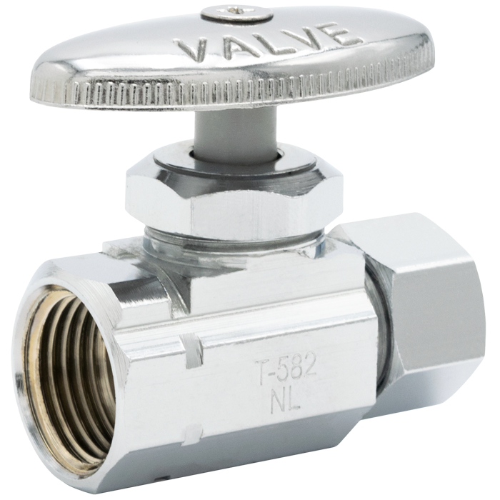 Legend Valves 114-202NL 3/8" x 3/8" No Lead Chrome-Plated Forged Brass Multi-Turn FNPT x OD Straight Stop Valve