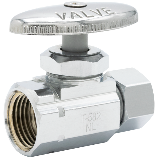 Legend Valves 114-233NL 1/2" x 1/2" No Lead Chrome-Plated Forged Brass Multi-Turn FNPT x OD Straight Stop Valve