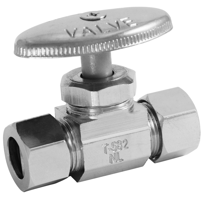 Legend Valves 114-200NL 1/4" x 1/4" No Lead Chrome-Plated Forged Brass Multi-Turn OD x OD Straight Stop Valve