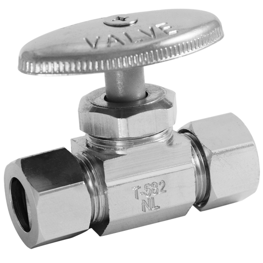 Legend Valves 114-204NL 5/8" x 3/8" No Lead Chrome-Plated Forged Brass Multi-Turn OD x OD Straight Stop Valve