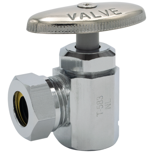 Legend Valves 114-133NL 1/2" No Lead Chrome-Plated Forged Brass Multi-Turn FNPT x Slip Joint Angle Stop Valve