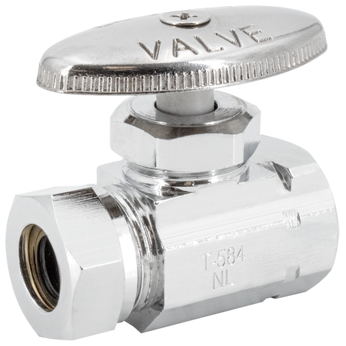 Legend Valves 114-253NL 1/2" No Lead Chrome-Plated Forged Brass Multi-Turn FNPT x Slip Joint Straight Stop Valve