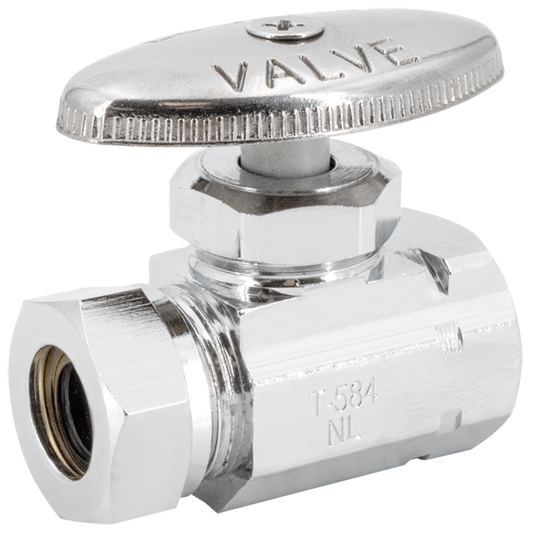 Legend Valves 114-253NL 1/2" No Lead Chrome-Plated Forged Brass Multi-Turn FNPT x Slip Joint Straight Stop Valve