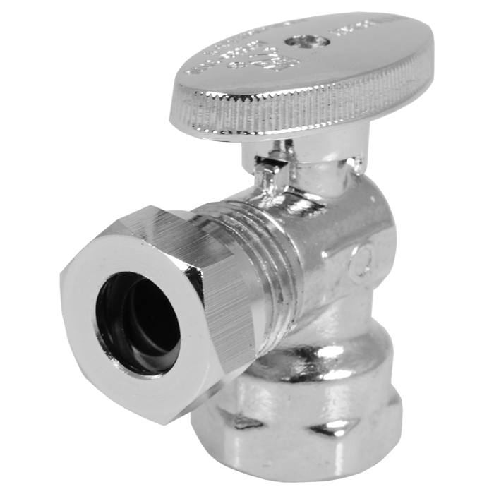 Legend Valves 114-653NL 1/2" No Lead Chrome-Plated Forged Brass 1/4-Turn Ball-Type FNPT x Slip Joint Angle Stop Valve