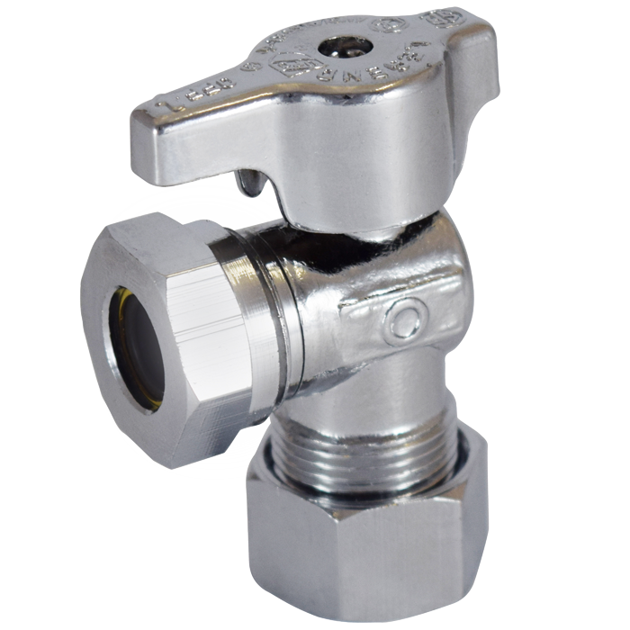 Legend Valves 114-654NL 5/8" No Lead Chrome-Plated Forged Brass 1/4-Turn Ball-Type OD x Slip Joint Angle Stop Valve