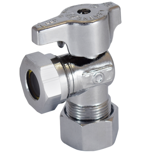 Legend Valves 114-654NL 5/8" No Lead Chrome-Plated Forged Brass 1/4-Turn Ball-Type OD x Slip Joint Angle Stop Valve