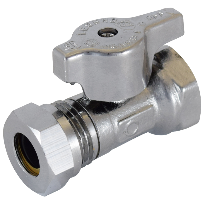Legend Valves 114-753NL 1/2" No Lead Chrome-Plated Forged Brass 1/4-Turn Ball-Type FNPT x Slip Joint Straight Stop Valve