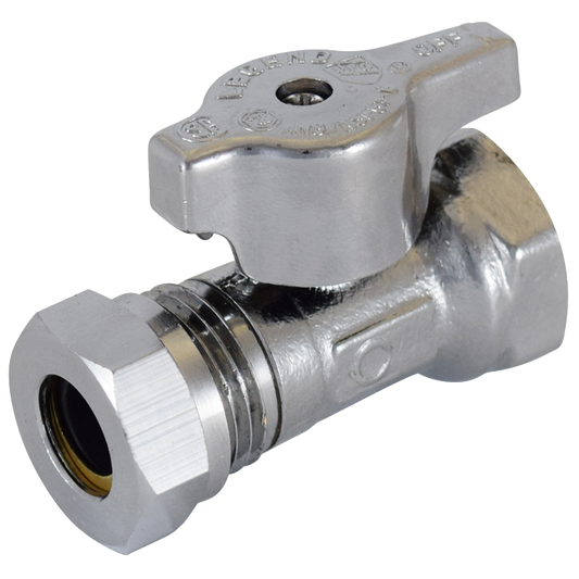 Legend Valves 114-753NL 1/2" No Lead Chrome-Plated Forged Brass 1/4-Turn Ball-Type FNPT x Slip Joint Straight Stop Valve