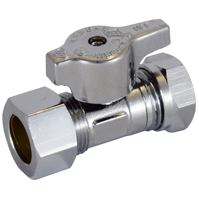 Legend Valves 114-754NL 5/8" No Lead Chrome-Plated Forged Brass 1/4-Turn Ball-Type OD x Slip Joint Straight Stop Valve