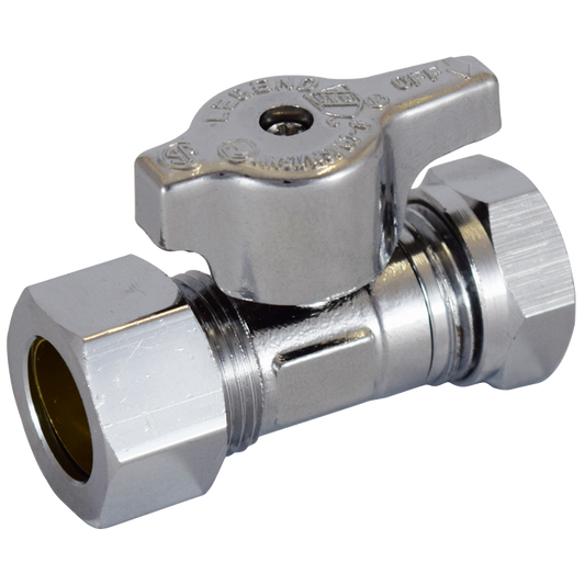 Legend Valves 114-754NL 5/8" No Lead Chrome-Plated Forged Brass 1/4-Turn Ball-Type OD x Slip Joint Straight Stop Valve