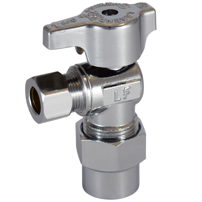 Legend Valves 114-607NL 1/2" x 3/8" No Lead Chrome-Plated Forged Brass 1/4-Turn CPVC x OD Angle Stop Valve