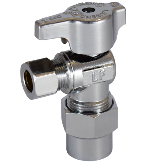Legend Valves 114-607NLB 1/2" x 3/8" No Lead Chrome-Plated Forged Brass 1/4-Turn CPVC x OD Angle Stop Valve