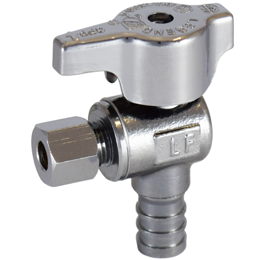 Legend Valves 114-609NL 1/2" x 3/8" No Lead Chrome-Plated Forged Brass 1/4-Turn F1807 x OD Angle Stop Valve