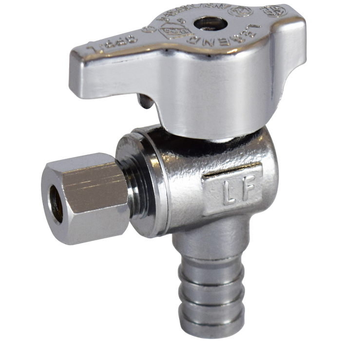 Legend Valves 114-609NLB 1/2" x 3/8" No Lead Chrome-Plated Forged Brass 1/4-Turn F1807 x OD Angle Stop Valve