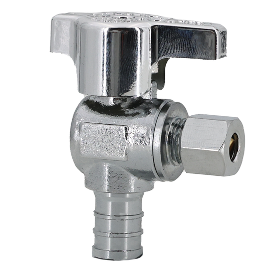 Legend Valves 114-615NL 1/2" x 1/4" No Lead Chrome-Plated Forged Brass 1/4-Turn Icemaker F1807 x OD Icemaker Angle Stop Valve