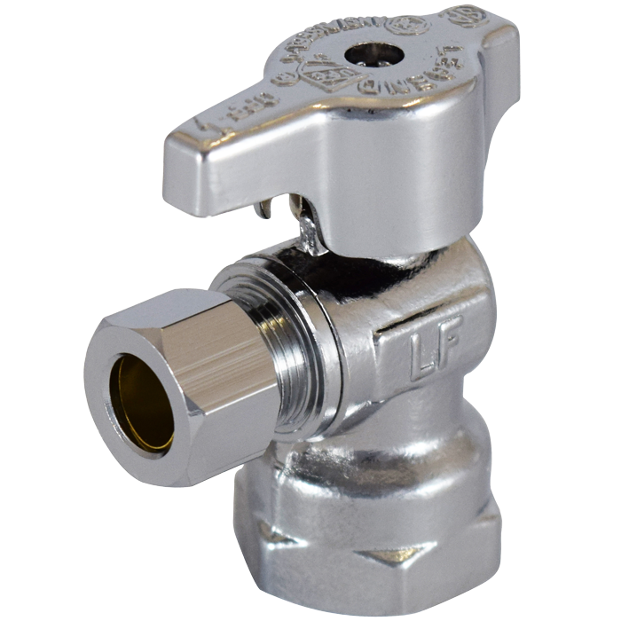 Legend Valves 114-602NL 3/8" x 3/8" No Lead Chrome-Plated Forged Brass 1/4-Turn FNPT x OD Angle Stop Valve