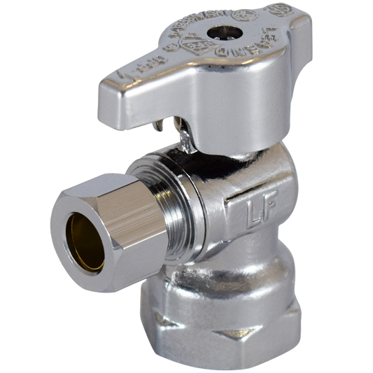 Legend Valves 114-603NLB 1/2" x 3/8" No Lead Chrome-Plated Forged Brass 1/4-Turn FNPT x OD Angle Stop Valve