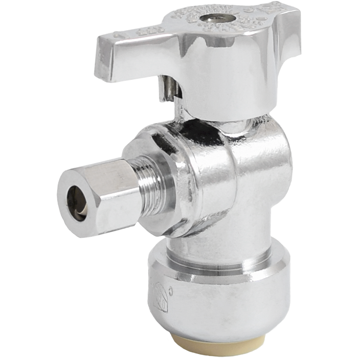 Legend Valves 114-943NLB 1/2" x 3/8" No Lead Chrome-Plated Forged Brass 1/4-Turn Insta-Loc II Angle Stop Valve