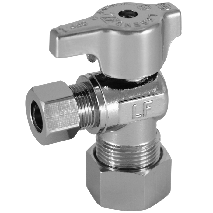Legend Valves 114-604NL 5/8" x 3/8" No Lead Chrome-Plated Forged Brass 1/4-Turn OD x OD Angle Stop Valve
