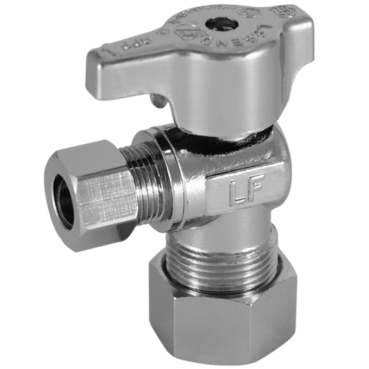 Legend Valves 114-604NLB 5/8" x 3/8" No Lead Chrome-Plated Forged Brass 1/4-Turn OD x OD Angle Stop Valve