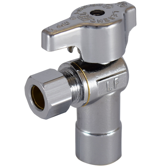 Legend Valves 114-613NL 1/2" x 3/8" No Lead Chrome-Plated Forged Brass 1/4-Turn Sweat x OD Angle Stop Valve