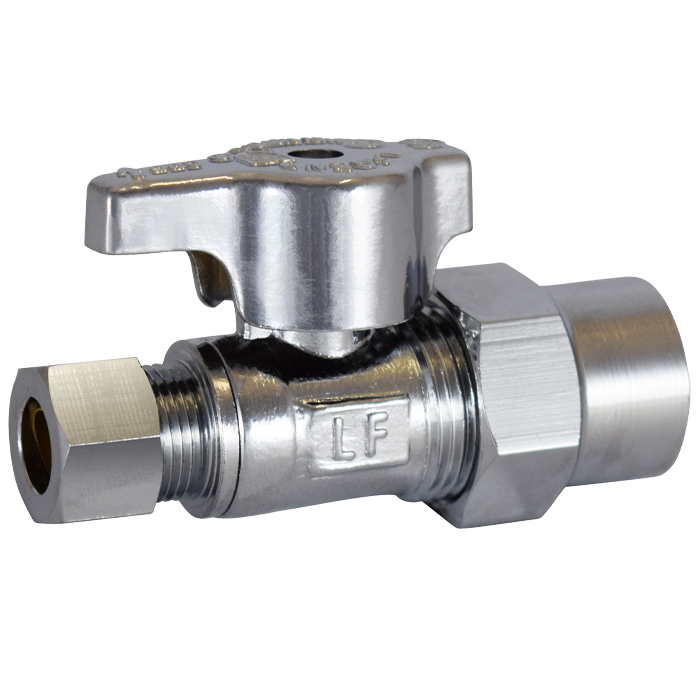 Legend Valves 114-707NLB 1/2" x 3/8" No Lead Chrome-Plated Forged Brass 1/4-Turn CPVC x OD Straight Stop Valve