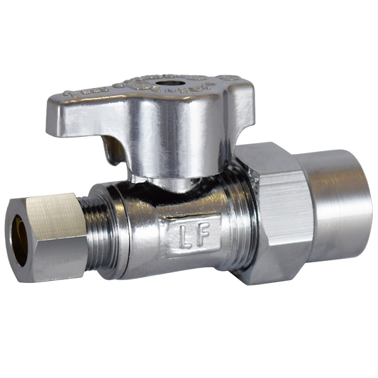 Legend Valves 114-707NLB 1/2" x 3/8" No Lead Chrome-Plated Forged Brass 1/4-Turn CPVC x OD Straight Stop Valve