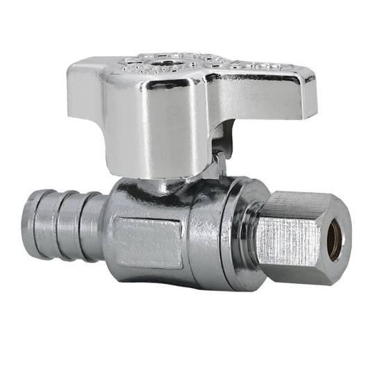 Legend Valves 114-715NL 1/2" x 1/4" No Lead Chrome-Plated Forged Brass 1/4-Turn F1807 x OD Icemaker Straight Stop Valve