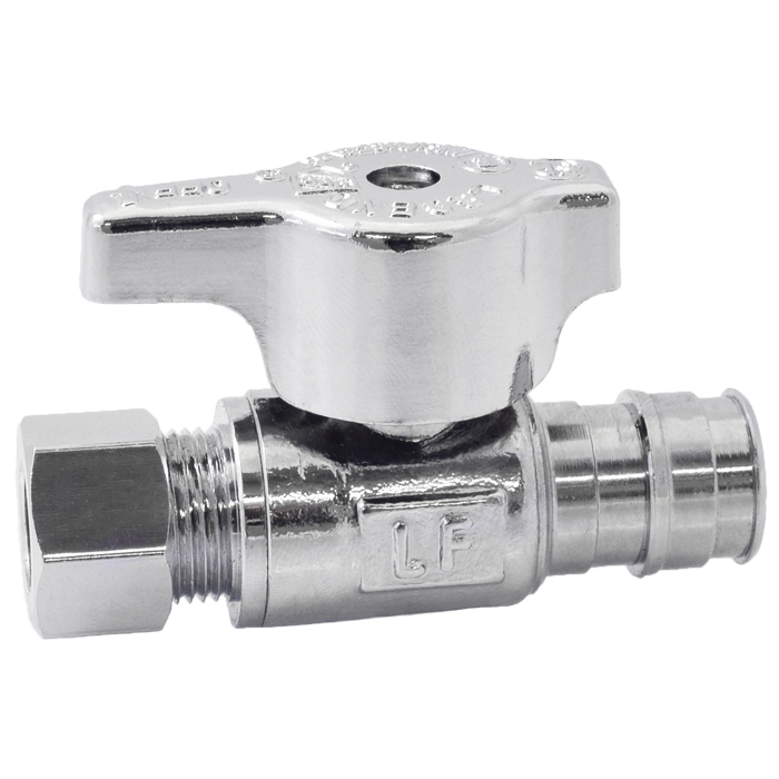 Legend Valves 114-706NLB 1/2" x 3/8" No Lead Chrome-Plated Forged Brass 1/4-Turn F1960 x OD Straight Stop Valve