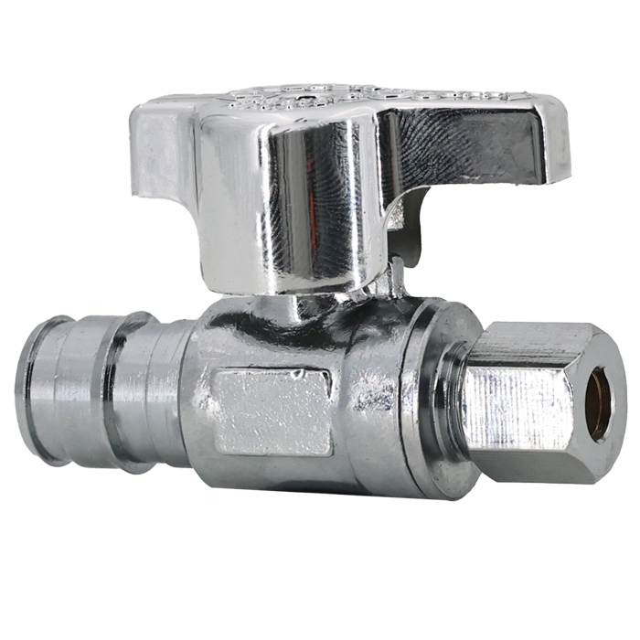 Legend Valves 114-705NL 1/2" x 1/4" No Lead Chrome-Plated Forged Brass 1/4-Turn F1960 x OD Icemaker Straight Stop Valve