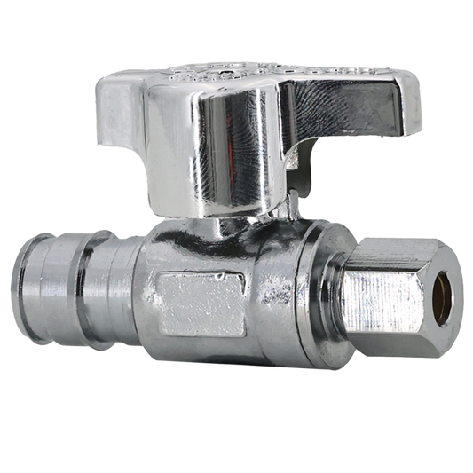 Legend Valves 114-705NL 1/2" x 1/4" No Lead Chrome-Plated Forged Brass 1/4-Turn F1960 x OD Icemaker Straight Stop Valve