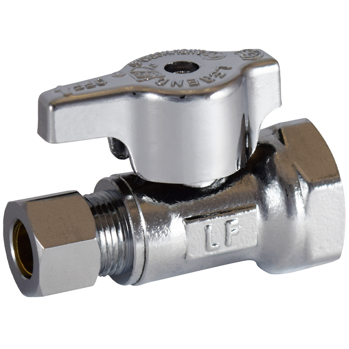 Legend Valves 114-702NL 3/8" x 3/8" No Lead Chrome-Plated Forged Brass 1/4-Turn FNPT x OD Straight Stop Valve