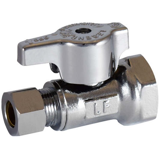 Legend Valves 114-702NL 3/8" x 3/8" No Lead Chrome-Plated Forged Brass 1/4-Turn FNPT x OD Straight Stop Valve