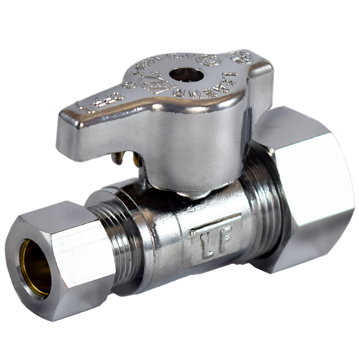 Legend Valves 114-704NL 5/8" x 3/8" No Lead Chrome-Plated Forged Brass 1/4-Turn OD x OD Straight Stop Valve