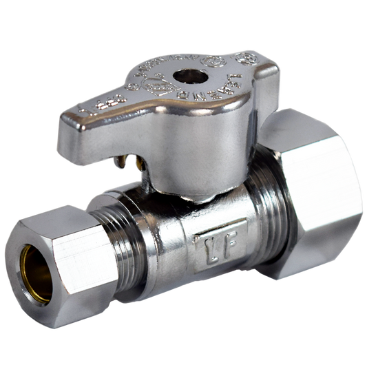 Legend Valves 114-704NL 5/8" x 3/8" No Lead Chrome-Plated Forged Brass 1/4-Turn OD x OD Straight Stop Valve