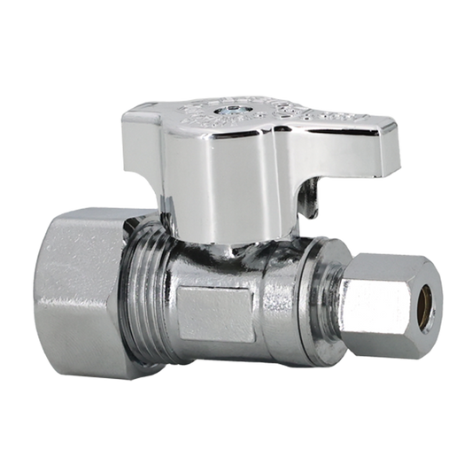Legend Valves 114-714NL 5/8" x 1/4" No Lead Chrome-Plated Forged Brass 1/4-Turn OD x OD Icemaker Straight Stop Valve