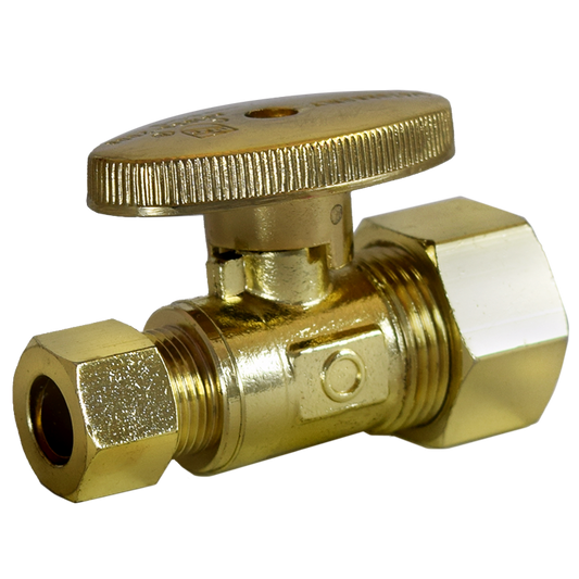 Legend Valves 114-724NL 5/8" x 3/8" No Lead Polished Forged Brass 1/4-Turn OD x OD Straight Stop Valve
