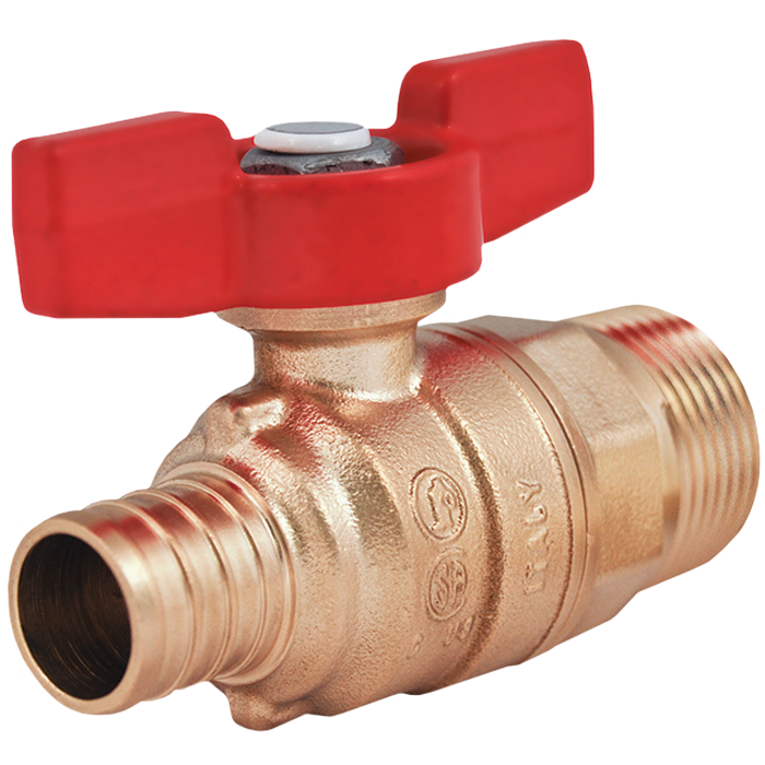 Legend Valves 101-581NL 3/4" No Lead Forged Brass MNPT x Crimp/Cinch PEX Transition Ball Valve with Tee Handle