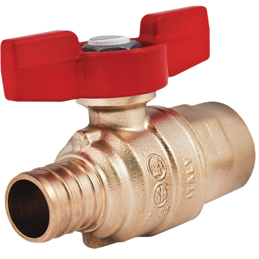 Legend Valves 101-583NL 1/2" No Lead Forged Brass Sweat x Crimp/Cinch PEX Transition Ball Valve with Tee Handle