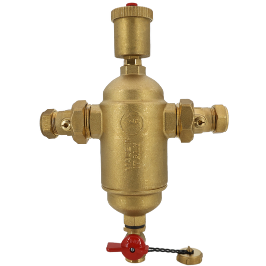 Legend Valves 800-884VC 3/4" LegendConnect Forged Brass Air & Debris Eliminator Body with Isolation Valve Compression Connectors, Air Vent, Check Valve Adapter, Purge Valve, & Stainless Steel Screen