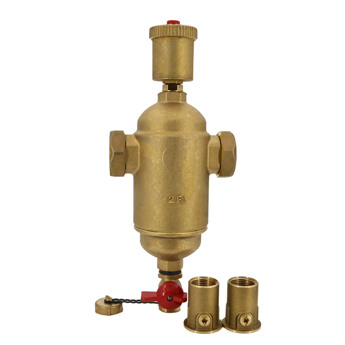 Legend Valves 800-886VF 1-1/4" LegendConnect Forged Brass Air & Debris Eliminator Body with Isolation Valve FNPT Connectors, Air Vent, Check Valve Adapter, Purge Valve, & Stainless Steel Screen