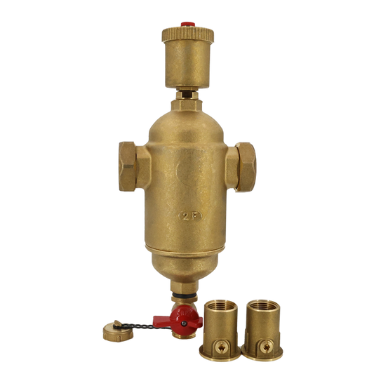 Legend Valves 800-886VF 1-1/4" LegendConnect Forged Brass Air & Debris Eliminator Body with Isolation Valve FNPT Connectors, Air Vent, Check Valve Adapter, Purge Valve, & Stainless Steel Screen