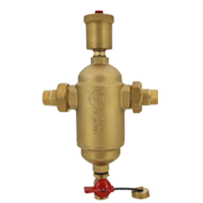 Legend Valves 800-886M 1-1/4" LegendConnect Forged Brass Air & Debris Eliminator Body with MNPT Connectors, Air Vent, Check Valve Adapter, Purge Valve, & Stainless Steel Screen