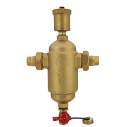 Legend Valves 800-887M 1-1/2" LegendConnect Forged Brass Air & Debris Eliminator Body with MNPT Connectors, Air Vent, Check Valve Adapter, Purge Valve, & Stainless Steel Screen