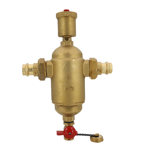 Legend Valves 800-886P 1-1/4" LegendConnect Forged Brass Air & Debris Eliminator Body with LegendPress Connectors, Air Vent, Check Valve Adapter, Purge Valve, & Stainless Steel Screen