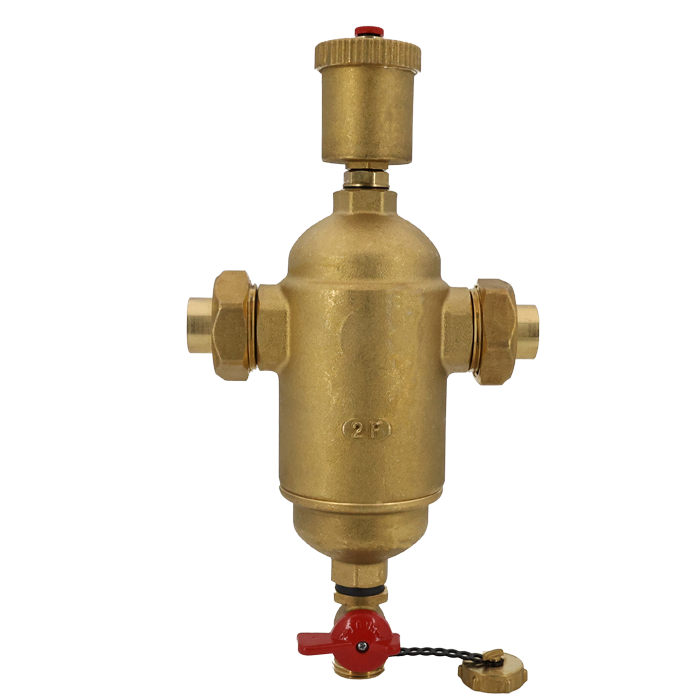 Legend Valves 800-884S 3/4" LegendConnect Forged Brass Air & Debris Eliminator Body with Sweat Connectors, Air Vent, Check Valve Adapter, Purge Valve, & Stainless Steel Screen