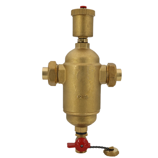 Legend Valves 800-887S 1-1/2" LegendConnect Forged Brass Air & Debris Eliminator Body with Sweat Connectors, Air Vent, Check Valve Adapter, Purge Valve, & Stainless Steel Screen