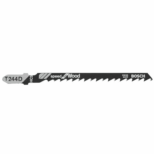 Bosch T244D 4", 6Tpi, Hcs Bosch Shank Jigsaw Blade (5 Pk)